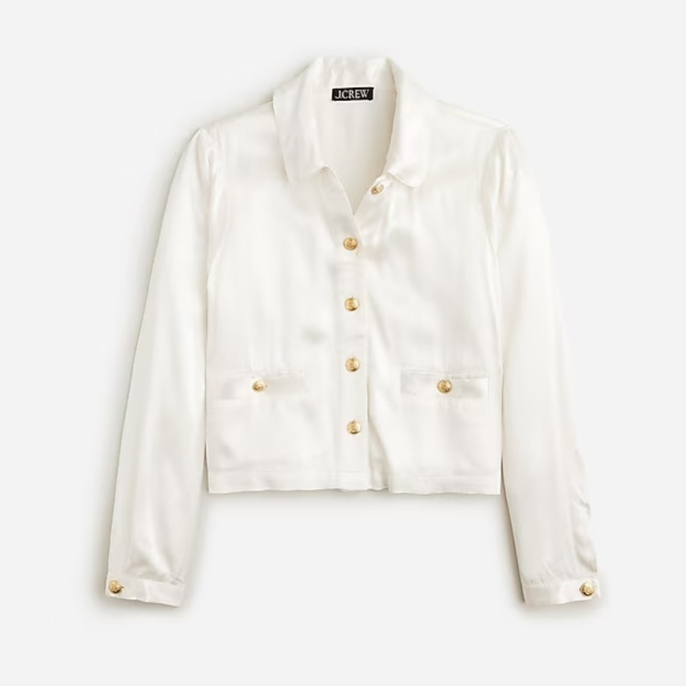 J crew Lady shirt-jacket in luster crepe